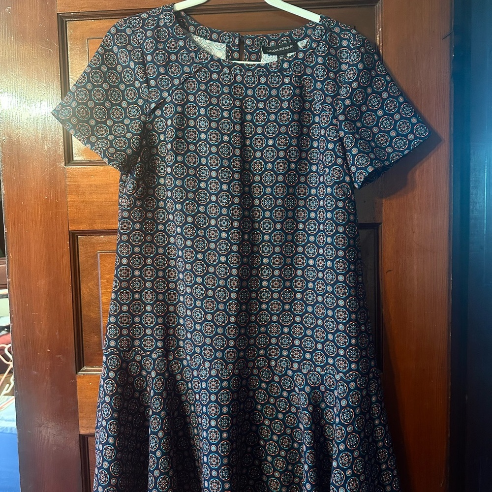Banana Republic Navy and Orange  Patterned Mini Dress